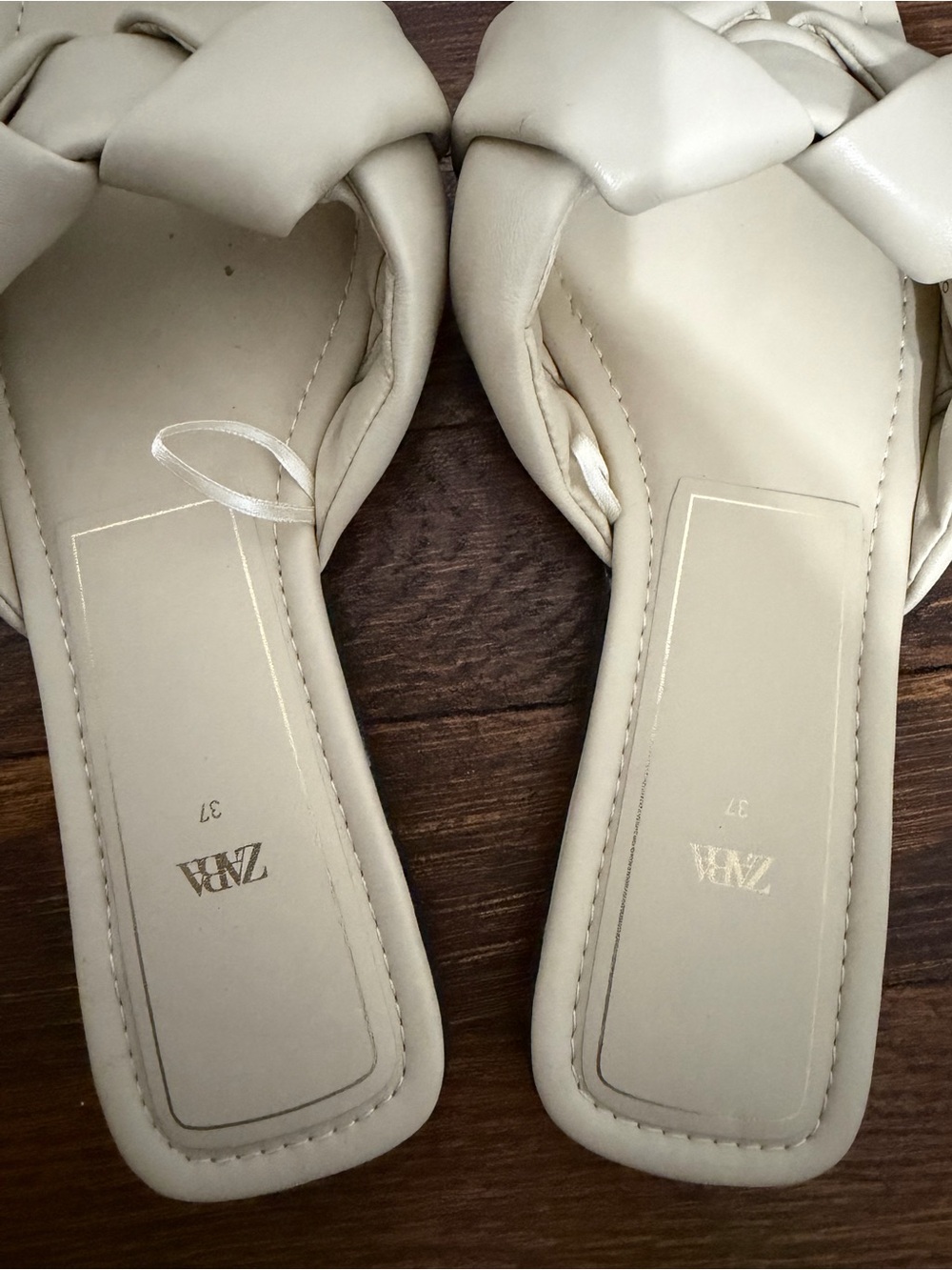 Zara Braided Slide Sandals - Beige/Cream EU 37 - Picture 6 of 7
